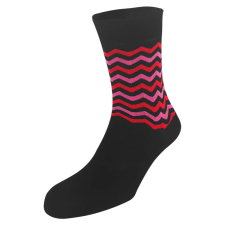 Dressa pamut cikkcakkos Geometry mintás zokni - fekete női zokni