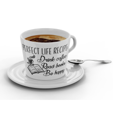  Drink coffe, Read Books, Be Happy - Kávéscsésze (Ajándék kistányérral) bögrék, csészék