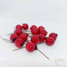  Drótos bogyó - 1,5 cm - piros dekorációs kellék