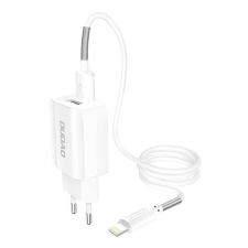 DUDAO A2EUL 2x USB-A  hálózati töltő + Lightning kábel fehér (6970379615393) (6970379615393) mobiltelefon kellék