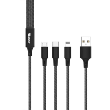 DUDAO kábel, USB 3IN1 kábel - USB tok C, Micro USB, Lightning 6A - fekete (TGL2) mobiltelefon kellék