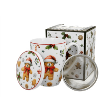 Duo Gift Porcelánbögre tetővel, fémszűrővel, 360ml, dobozban, Christmas Cuties bögrék, csészék