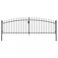  dupla ajtós lándzsahegy tetejű kerítéskapu 400 x 150 cm kerti bútor