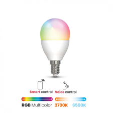 Dura SMART LED Round 5W RGB+W E14 kisgömb, wifi, Bluetooth, Amazon Alexa, Google Voice Assistant izzó