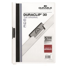 DURABLE Gyorsfűző, klipes, A4, DURABLE "DURACLIP® 30", fehér lefűző