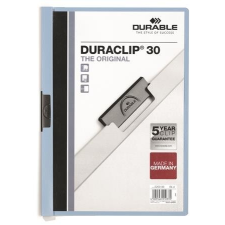 DURABLE Gyorsfűző, klipes, A4, DURABLE &quot;DURACLIP® 30&quot;, kék lefűző