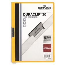 DURABLE Gyorsfűző, klipes, A4, DURABLE &quot;DURACLIP® 30&quot;, sárga lefűző