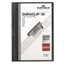 DURABLE Gyorsfűző, klipes, A4, DURABLE "DURACLIP® 30", sötétzöld lefűző