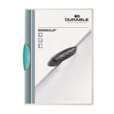 DURABLE Gyorsfűző, klipes, A4, DURABLE &quot;Swingclip® 30&quot;, világoskék lefűző