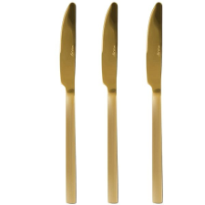 DuraHome Nůž jídelní PIANO, 3ks, matný, zlatý tányér és evőeszköz