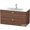 Duravit Brioso mosdó alá építhető 2 fiókos alsószekrény krómozott fogantyúval,1020x479 mm, Walnut Dark Decor BR410301021