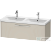 Duravit D-CODE 118,4x46 cm-es 1 fiókos alsószekrény mosdó és csaptelep nélkül, króm fogantyúval, matt taupe DC4669010910000