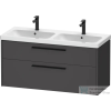 Duravit D-CODE 118,4x46 cm-es 2 fiókos alsószekrény mosdó és csaptelep nélkül, fekete fogantyúval, matt grafit DC46740BD490000