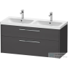 Duravit D-CODE 118,4x46 cm-es 2 fiókos alsószekrény mosdó és csaptelep nélkül, króm fogantyúval, matt grafit DC4674010490000