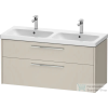 Duravit D-CODE 118,4x46 cm-es 2 fiókos alsószekrény mosdó és csaptelep nélkül, króm fogantyúval, matt taupe DC4674010910000