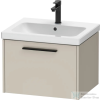 Duravit D-CODE 58,4x46 cm-es 1 fiókos alsószekrény mosdó és csaptelep nélkül, fekete fogantyúval, matt taupe DC46650BD910000