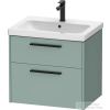 Duravit D-CODE 63,4x46 cm-es 2 fiókos alsószekrény mosdó és csaptelep nélkül, fekete fogantyúval, matt fjord zöld DC46710BDHG0000