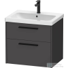 Duravit D-CODE 63,4x46 cm-es 2 fiókos alsószekrény mosdó és csaptelep nélkül, fekete fogantyúval, matt grafit DC46710BD490000