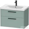 Duravit D-CODE 78,4x46 cm-es 2 fiókos alsószekrény mosdó és csaptelep nélkül, fekete fogantyúval, matt fjord zöld DC46720BDHG0000