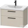 Duravit D-CODE 78,4x46 cm-es 2 fiókos alsószekrény mosdó és csaptelep nélkül, fekete fogantyúval, matt taupe DC46720BD910000