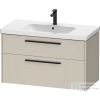 Duravit D-CODE 98,4x46 cm-es 2 fiókos alsószekrény mosdó és csaptelep nélkül, fekete fogantyúval, matt taupe DC46730BD910000