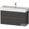 Duravit D-NEO 118,4x44,2 cm-es, 2 fiókos alsószekrény csiszolt bronz színű fogantyúval, mosdó és csaptelep nélkül, matt grafit DE4375004490000