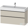 Duravit D-NEO 118,4x44,2 cm-es, 2 fiókos alsószekrény fekete színű fogantyúval, mosdó és csaptelep nélkül, matt taupe DE43750BD910000