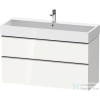 Duravit D-NEO 118,4x44,2 cm-es, 2 fiókos alsószekrény rozsdamentes acél hatású fogantyúval, mosdó és csaptelep nélkül, fényes fehér DE4375070220000