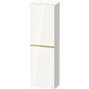 Duravit D-NEO 132x40x24 cm-es 1 ajtós félmagas szekrény arany színű fogantyúval, jobbos, fényes fehér DE1318R34220000