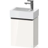 Duravit D-NEO 36,4x22,2 cm-es, 1 ajtós fali szekrény fekete fogantyúval 072438 mosdóhoz, balos, fényes fehér DE4218LBD220000
