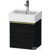 Duravit D-NEO 43,4x32,2 cm-es, 1 ajtós alsószekrény polírozott arany színű fogantyúval, mosdó és csaptelep nélkül, balos, matt fekete tölgy DE4217L34160000