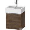 Duravit D-NEO 43,4x32,2 cm-es, 1 ajtós alsószekrény rozsdamentes acél hatású fogantyúval, mosdó és csaptelep nélkül, balos, sötét dió DE4217L70210000