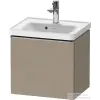 Duravit D-NEO 48,4x37,2 cm-es, 1 fiókos fali szekrény, rozsdamentes acél színű fogantyúval, 074250XXX mosdóhoz, matt len DE4248070750000