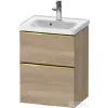 Duravit D-NEO 48,4x37,2 cm-es, 2 fiókos fali szekrény polírozott arany színű fogantyúval 074250XXX mosdóhoz, márványos tölgy DE4350034550000
