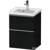 Duravit D-NEO 48,4x37,2 cm-es, 2 fiókos fali szekrény rozsdamentes acél színű fogantyúval 074250XXX mosdóhoz, matt fekete tölgy DE4350070160000