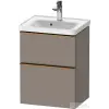Duravit D-NEO 48,4x37,2 cm-es, 2 fiókos fali szekrény szálcsiszolt bronz fogantyúval 074250XXX mosdóhoz, matt bazalt DE4350004430000