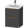 Duravit D-NEO 48,4x37,2 cm-es, 2 fiókos fali szekrény szálcsiszolt bronz fogantyúval 074250XXX mosdóhoz, matt grafit DE4350004490000