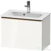 Duravit D-NEO 61x37,2 cm-es, 1 fiókos fali szekrény szálcsiszolt bronz fogantyúval 234263XXX mosdóhoz, fényes fehér DE4268004220000