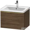 Duravit D-NEO 63,4x45,2 cm-es, 1 fiókos fali szekrény polírozott arany színű fogantyúval 236765XXX mosdóhoz, matt sötét dió DE4254034210000
