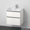 Duravit D-NEO 65x48 cm-es, 2 fiókos alsószekrény-1 csaplyukas mosdó kombináció, csaptelep nélkül, fényes fehér DE012002222