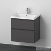Duravit D-NEO 65x48 cm-es, 2 fiókos alsószekrény-1 csaplyukas mosdó kombináció, csaptelep nélkül, matt grafit DE012004949