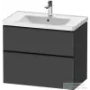Duravit D-NEO 78,4x45,2 cm-es, 2 fiókos fali szekrény, fekete fogantyúval, 236780XXX mosdóhoz, matt grafit DE43550BD490000