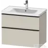 Duravit D-NEO 78,4x45,2 cm-es, 2 fiókos fali szekrény, fekete fogantyúval, 236780XXX mosdóhoz, matt taupe DE43550BD910000