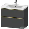 Duravit D-NEO 78,4x45,2 cm-es, 2 fiókos fali szekrény, polírozott arany színű fogantyúval, 236780XXX mosdóhoz, matt grafit DE4355034490000