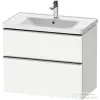 Duravit D-NEO 78,4x45,2 cm-es, 2 fiókos fali szekrény, rozsdamentes acél színű fogantyúval, 236780XXX mosdóhoz, matt fehér DE4355070180000