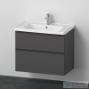 Duravit D-NEO 80x48 cm-es, 2 fiókos alsószekrény-1 csaplyukas mosdó kombináció, csaptelep nélkül, matt grafit DE012104949