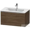 Duravit D-NEO 81x46,2cm-es, 1 fiókos fali szekrény, rozsdamentes acél színű fogantyúval, 233683XXX mosdóhoz, matt sötét dió DE4262070210000