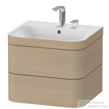 Duravit HAPPY D.2 PLUS 2 57,5 cm széles fiókos alsószekrény mosdóval,2 csaplyukkal,Mediterranean Oak Real wood veneer HP4635E7171 fürdőszoba bútor