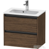 Duravit KETHO.2 61x39 cm-es 2 fiókos alsószekrény mosdó és csaptelep nélkül, sötét dió K25255021210000