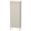 Duravit L-CUBE 132x50 cm-es, 1 ajtós félmagas szekrény láb nélkül, balos, szupermatt taupe LC1169L8383